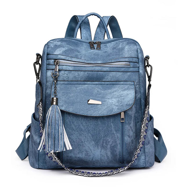 Retro Damen Lederrucksack – Groß, Wasserdicht & Diebstahlsicher