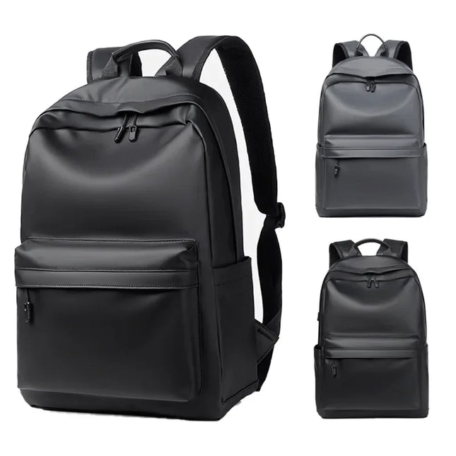 Schwarzer Leder Rucksack für Herren & Teenager | Laptop-Fach