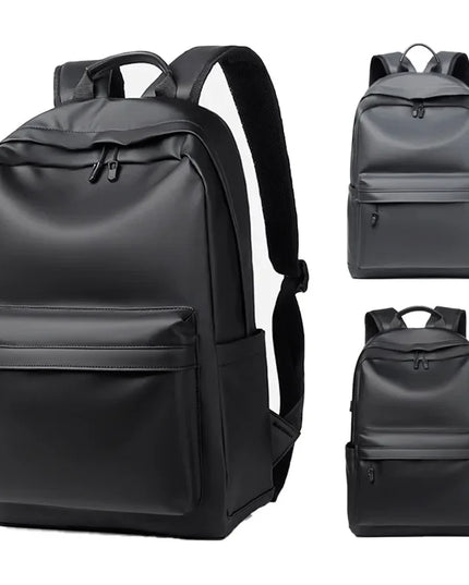 Schwarzer Lederrucksack für Herren | Laptop & Schule