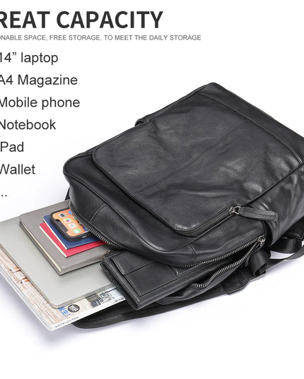 Herren Lederrucksack für Laptop 14 Zoll – Business & Freizeit