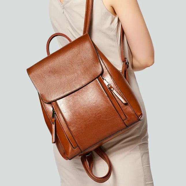 Vielseitiger Lederrucksack für Damen – Schultertasche & Umhängetasche
