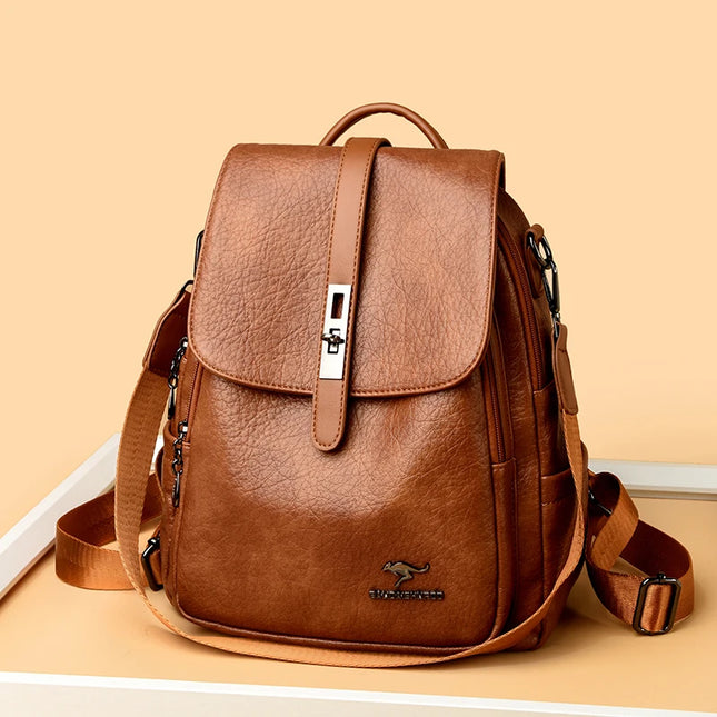 Vielseitiger Lederrucksack Damen: Rucksack & Schultertasche 2-in-1