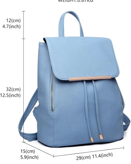 Miss Lulu Damen Rucksack in Lederoptik: Rolltop für Stadt & Schule