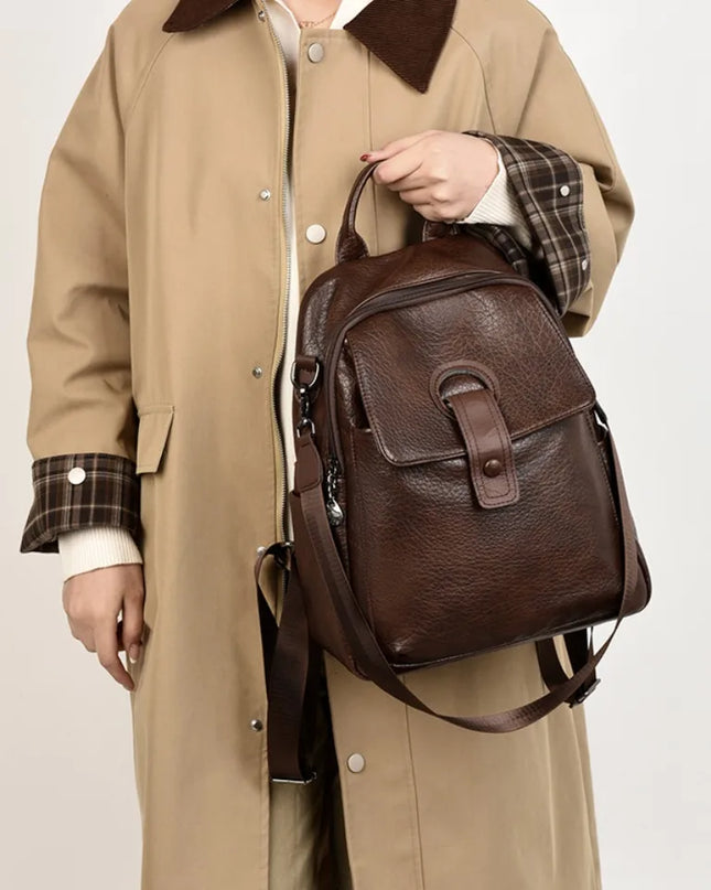 Eleganter 3-in-1 Leder Rucksack für Damen – Weich & Geräumig