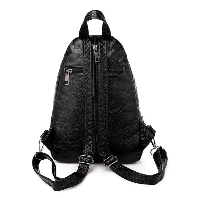 Kleiner Lederrucksack für Damen – Weiche Reisetasche mit Stickerei