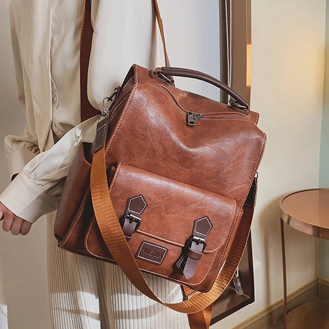 Vintage Lederrucksack Damen – Schultertasche für Alltag & Reise