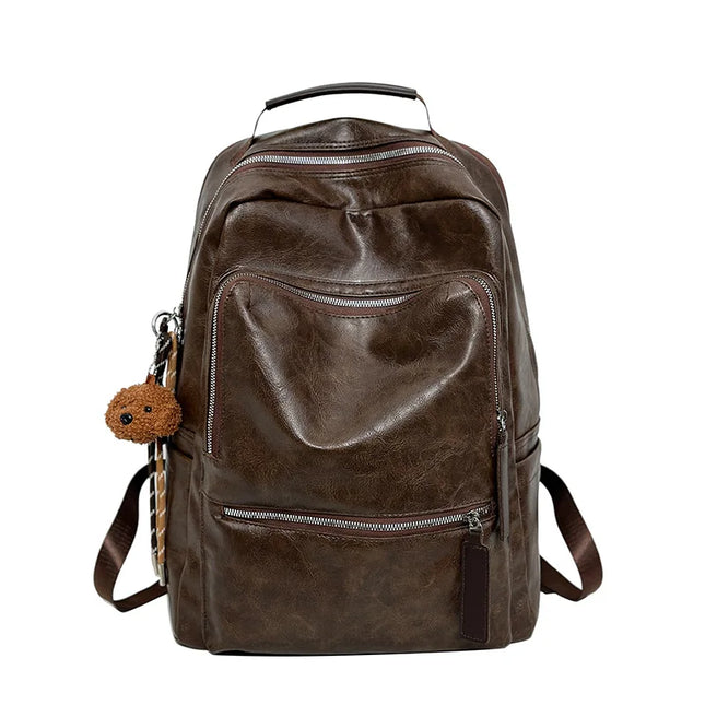 Retro Lederrucksack für Damen – Groß, Reise & Laptopfach