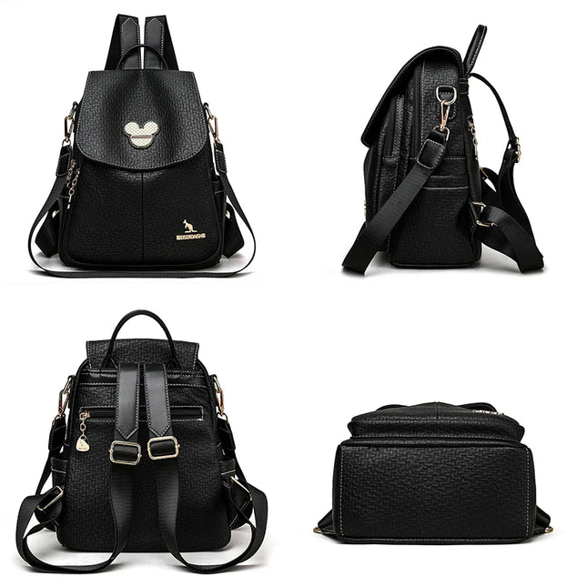 Eleganter Leder Rucksack für Damen: Schule, Reise & Freizeit