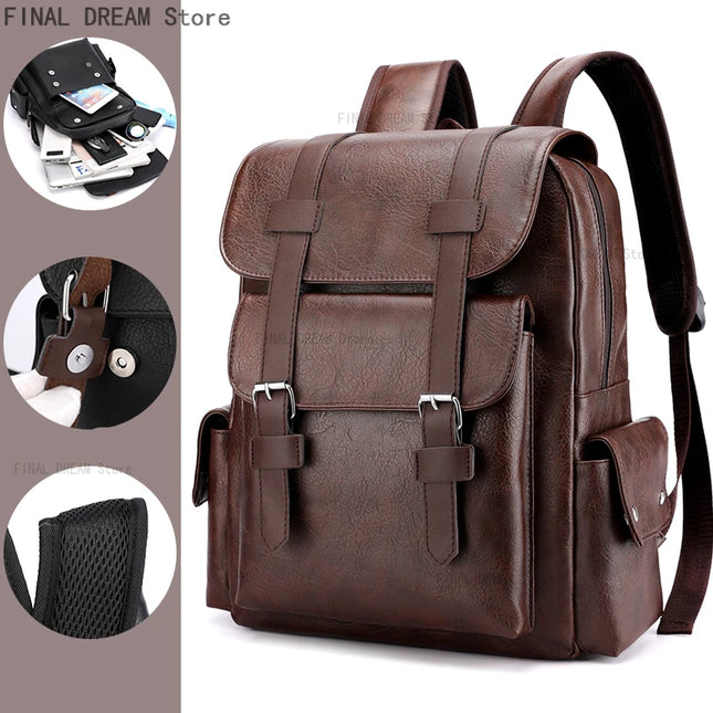 Vintage Leder Rucksack mit Schnalle – Geräumiger Begleiter für Reisen
