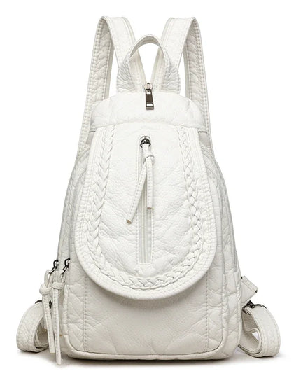 Kleiner weißer Lederrucksack für Damen – praktisch & vielseitig