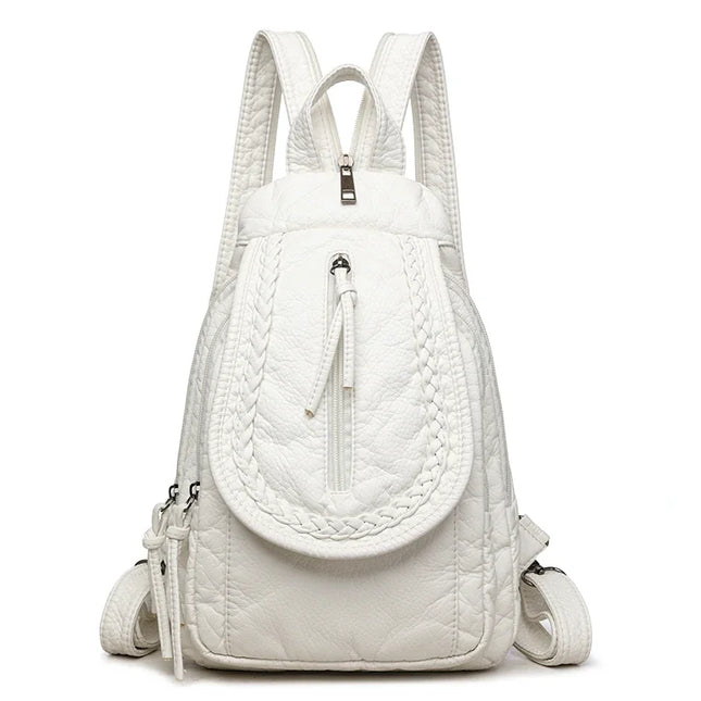 Kleiner weißer Lederrucksack für Damen – praktisch & vielseitig