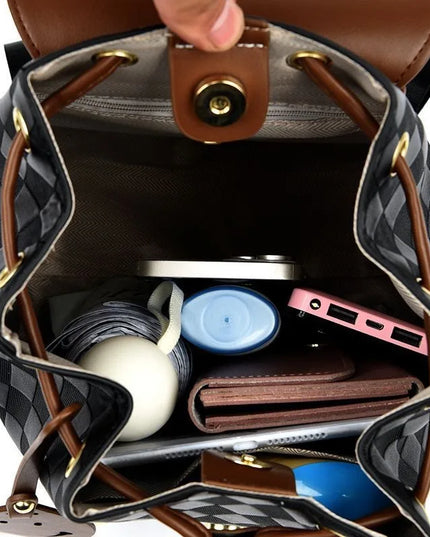 Schwarzer PU-Leder Rucksack für Damen – Casual & Multifunktional