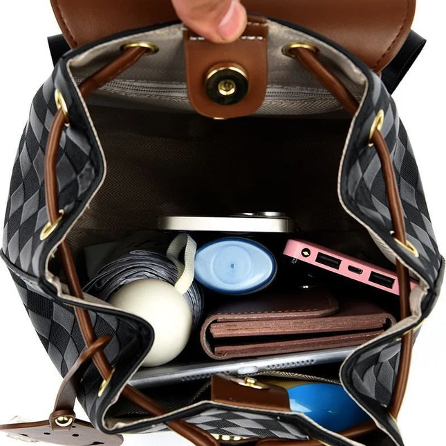 Schwarzer PU-Leder Rucksack für Damen – Casual & Multifunktional