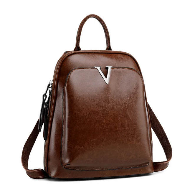 Damen Leder Rucksack & Umhängetasche – Retro Echtleder Daypack
