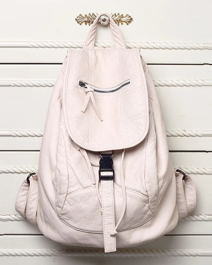 Weicher Damen Lederrucksack Schwarz – Groß für Reise & Schule