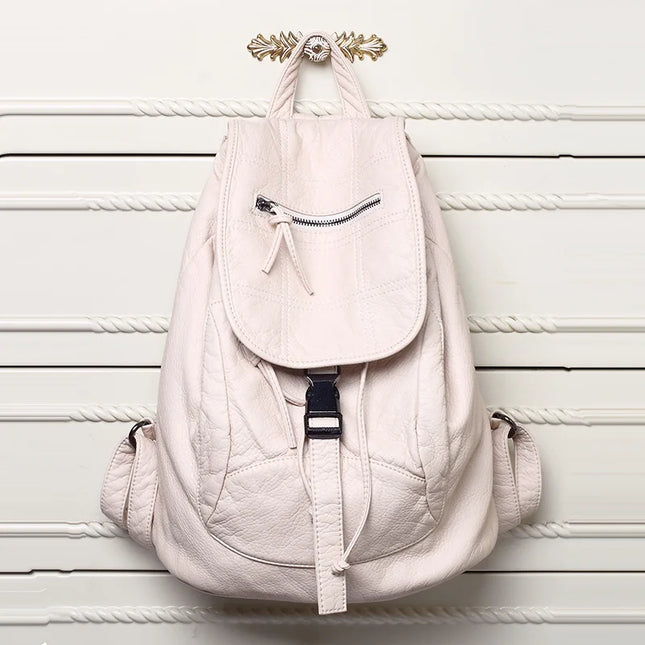 Weicher Damen Lederrucksack Schwarz – Groß für Reise & Schule