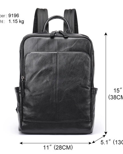 Lederrucksack für Herren | Laptop-Rucksack 14 Zoll | Business & Schule