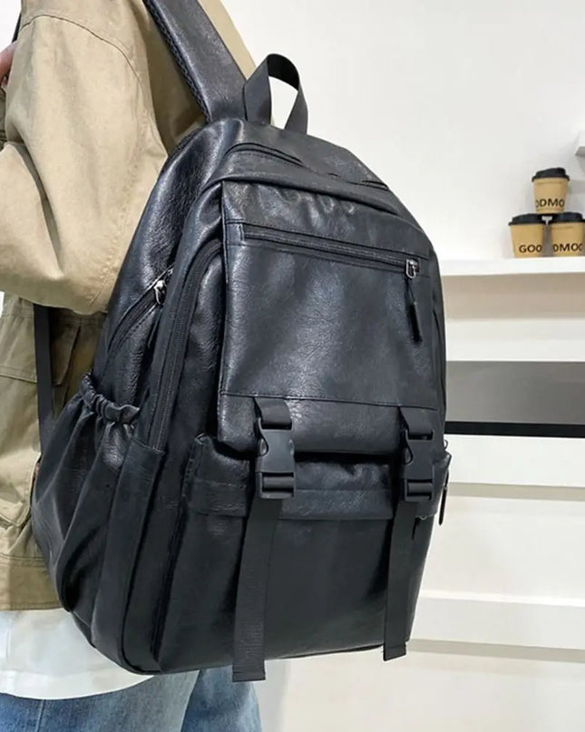Klassischer Laptop Rucksack aus Leder-Optik für Damen & Herren