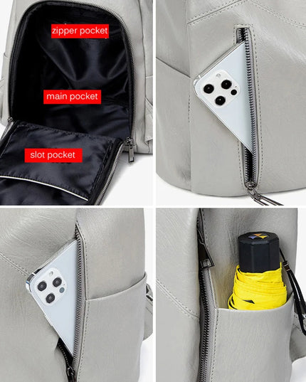 Damen Leder Rucksack Patchwork: Kalbsleder & Anti-Diebstahl
