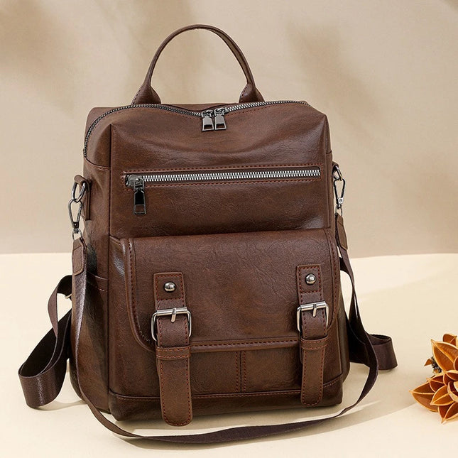 Retro Leder Rucksack Damen – Weich, Vielseitig & Geräumig für Alltag & Reise