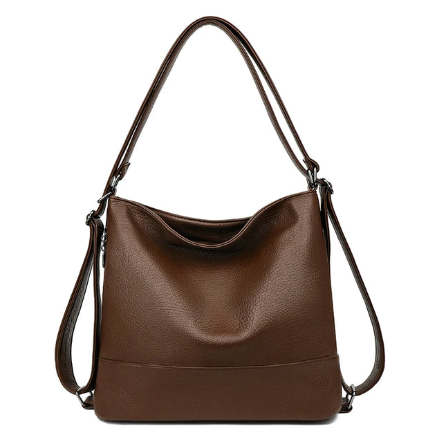 Geräumiger Leder Rucksack für Damen – Ideal für Reise & Schule