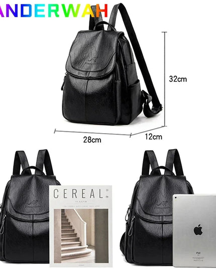 Weicher Leder Rucksack für Damen – Stilvoll für Alltag & Schule