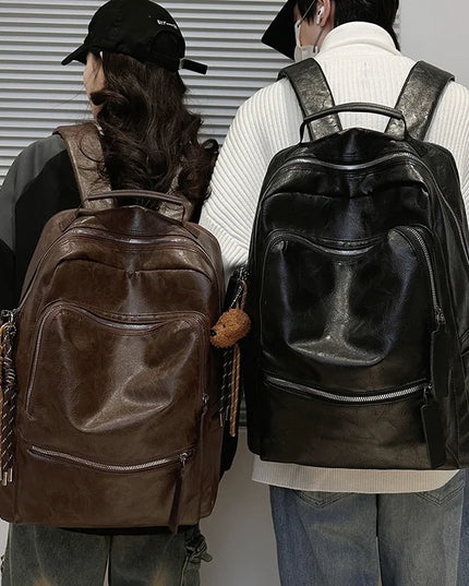 Retro Lederrucksack für Damen – Groß, Reise & Laptopfach