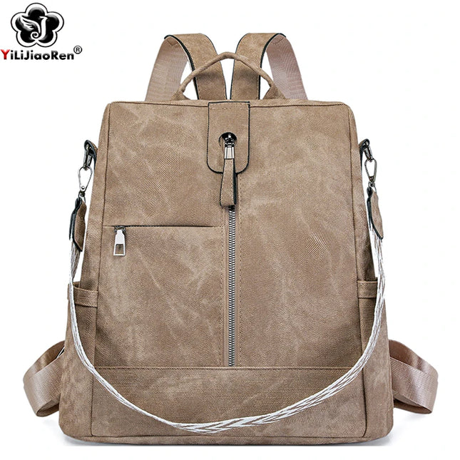 Diebstahlsicherer Lederrucksack für Damen – Leicht & Stilvoll