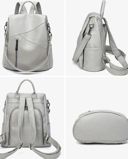 Damen Leder Rucksack Patchwork: Kalbsleder & Anti-Diebstahl