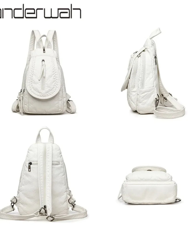 Weißer Leder Rucksack Damen – Klein, weich & vielseitig