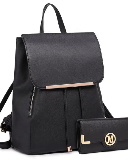 Miss Lulu Kunstleder Rolltop Rucksack für Damen – Stadt & Schule