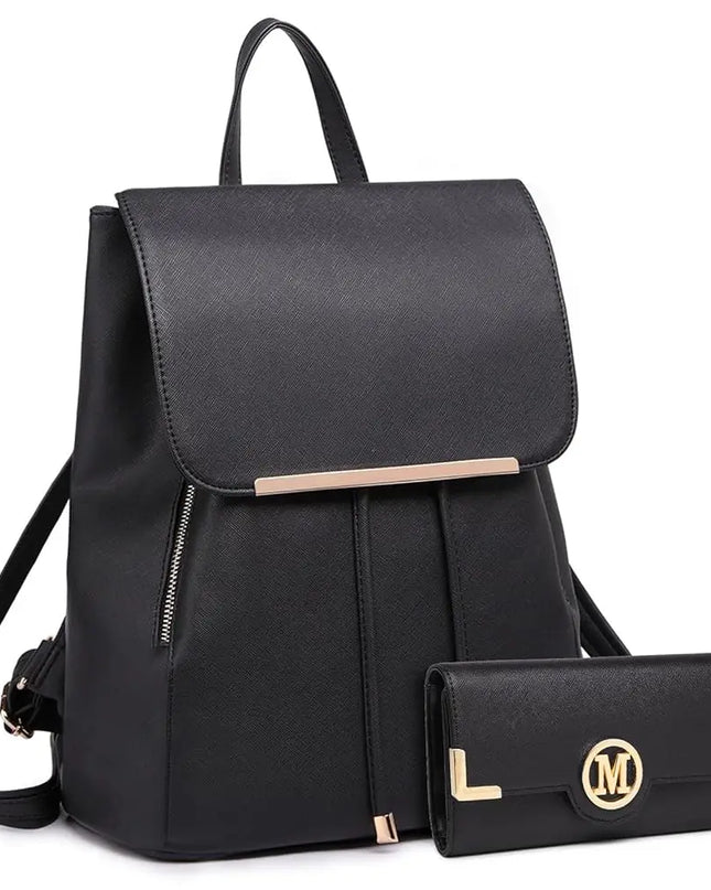 Miss Lulu Kunstleder Rolltop Rucksack für Damen – Stadt & Schule