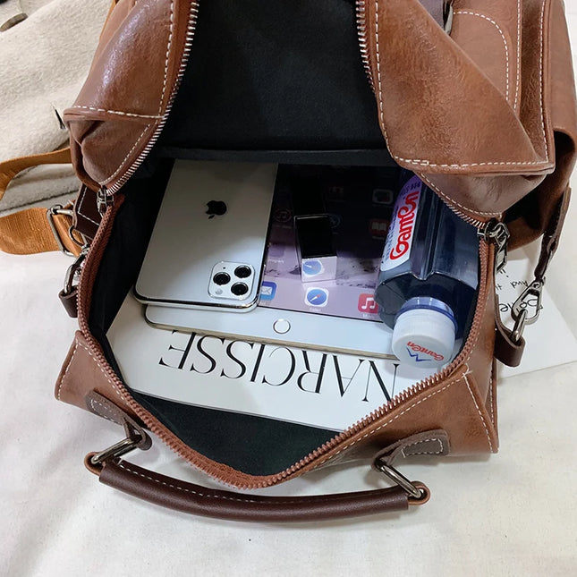 Vintage Lederrucksack Damen – Schultertasche für Alltag & Reise