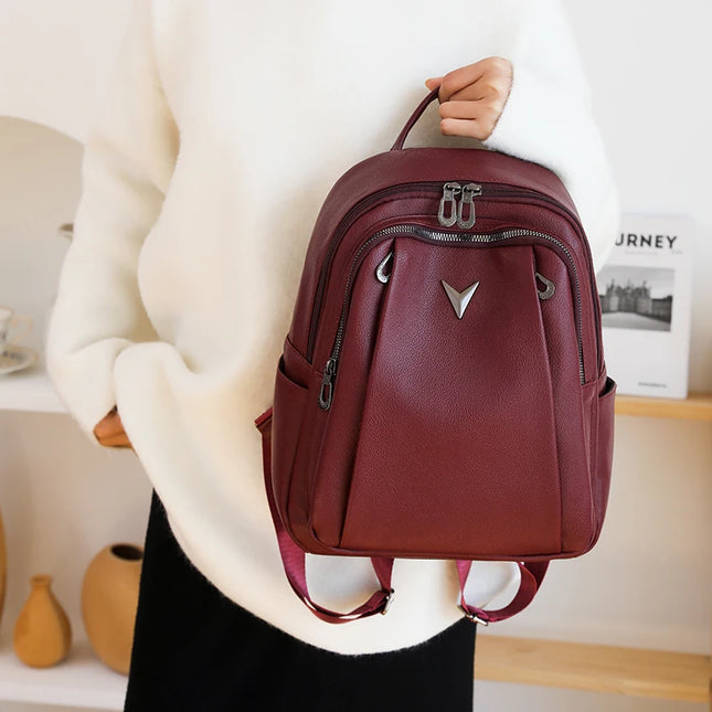 Vintage Lederrucksack Damen – Großes Hauptfach für Alltag & Reise