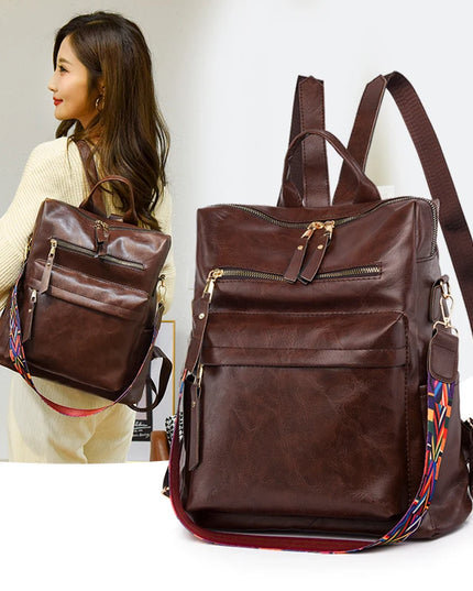 Eleganter Leder Rucksack für Damen – Schultertasche & Schultasche