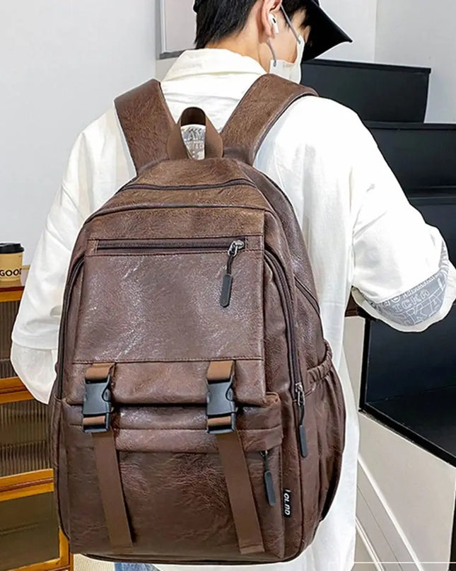 Klassischer Laptop Rucksack aus Leder-Optik für Damen & Herren