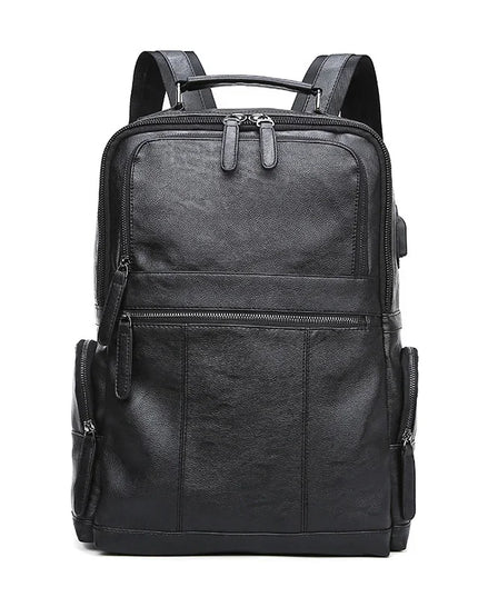 Robuster Herren Leder Rucksack Schwarz – Ideal für Reise & Alltag