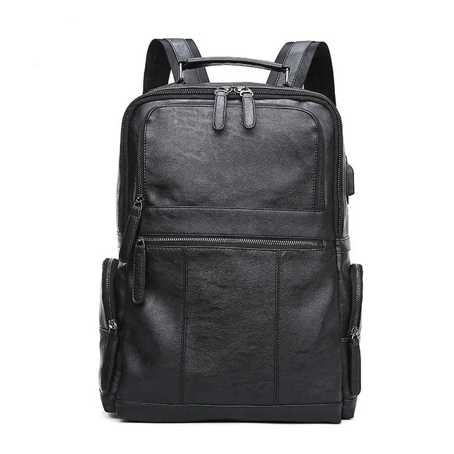 Robuster Herren Leder Rucksack Schwarz – Ideal für Reise & Alltag