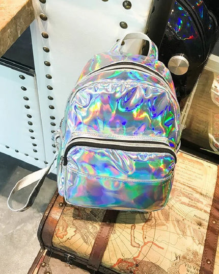 Holographischer Laser Rucksack in Leder-Optik – Stylisch & Wasserdicht