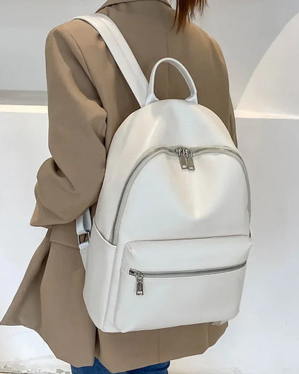 Schwarzer Damen Rucksack im Leder-Look – Groß für Uni & Reise