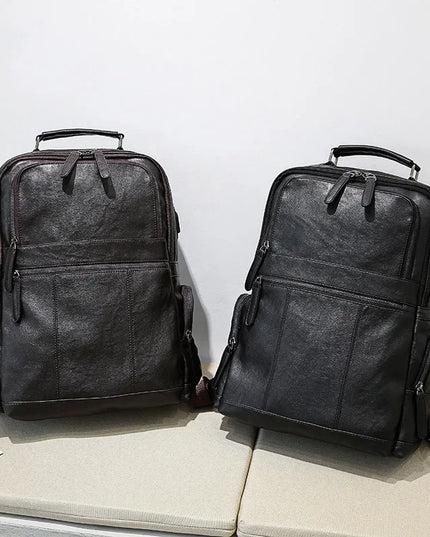 Robuster Herren Leder Rucksack Schwarz – Ideal für Reise & Alltag