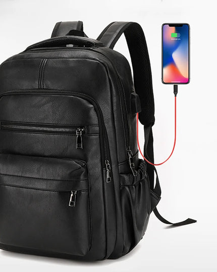 Lederrucksack für Herren: USB-Ladefunktion & Laptopfach
