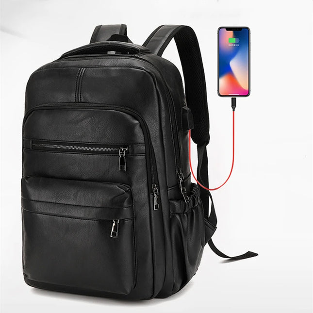 Leder Rucksack mit USB-Ladefunktion & Laptopfach für Herren