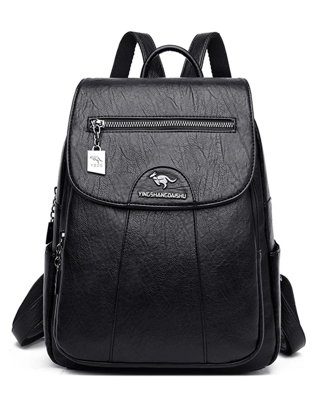 Schwarzer Leder Rucksack für Damen – Groß, weich & vielseitig