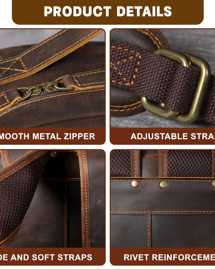 Vintage Leder Rucksack für Laptop & Reisen | Crazy-Horse Leder