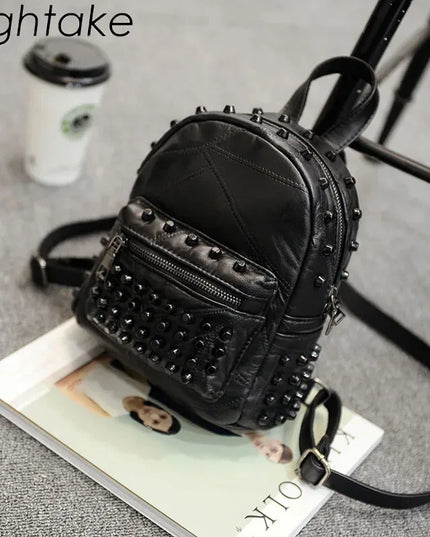 Kleiner schwarzer Lederrucksack Damen – Alltag & Reisen