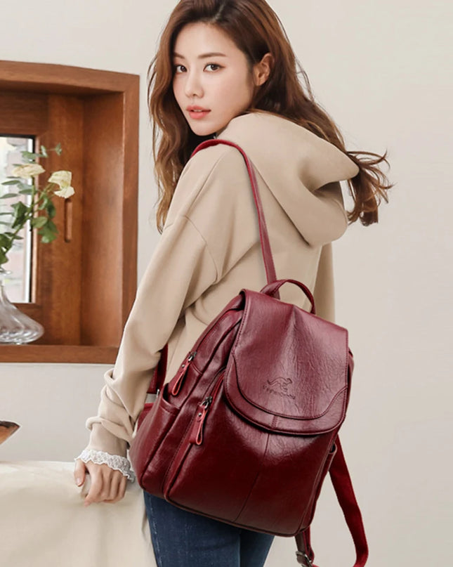 Vintage Lederrucksack für Damen – Geräumig & Stylisch