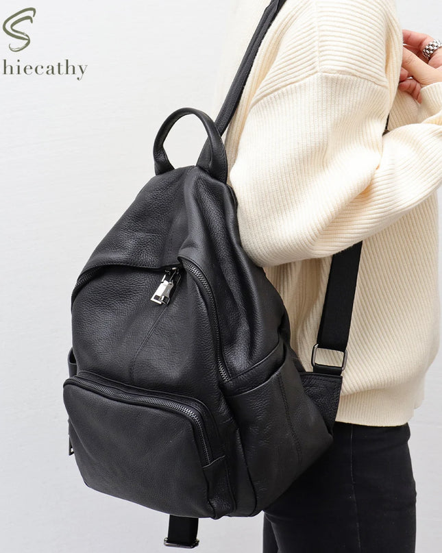 Lederrucksack Unisex für Alltag, Business & Reise – Viele Fächer