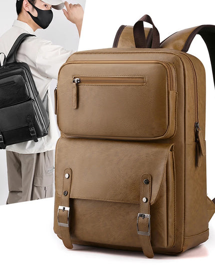 Lederrucksack Herren: Laptop, Uni & Schule – Schwarz/Braun