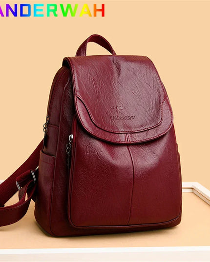 Weicher Leder Rucksack für Damen – Stilvoll für Alltag & Schule
